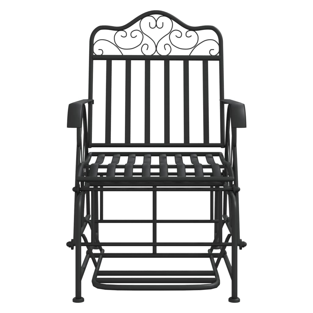 Elegant Black Steel Glider Bench - 61 cm Sturdy Outdoor Seating