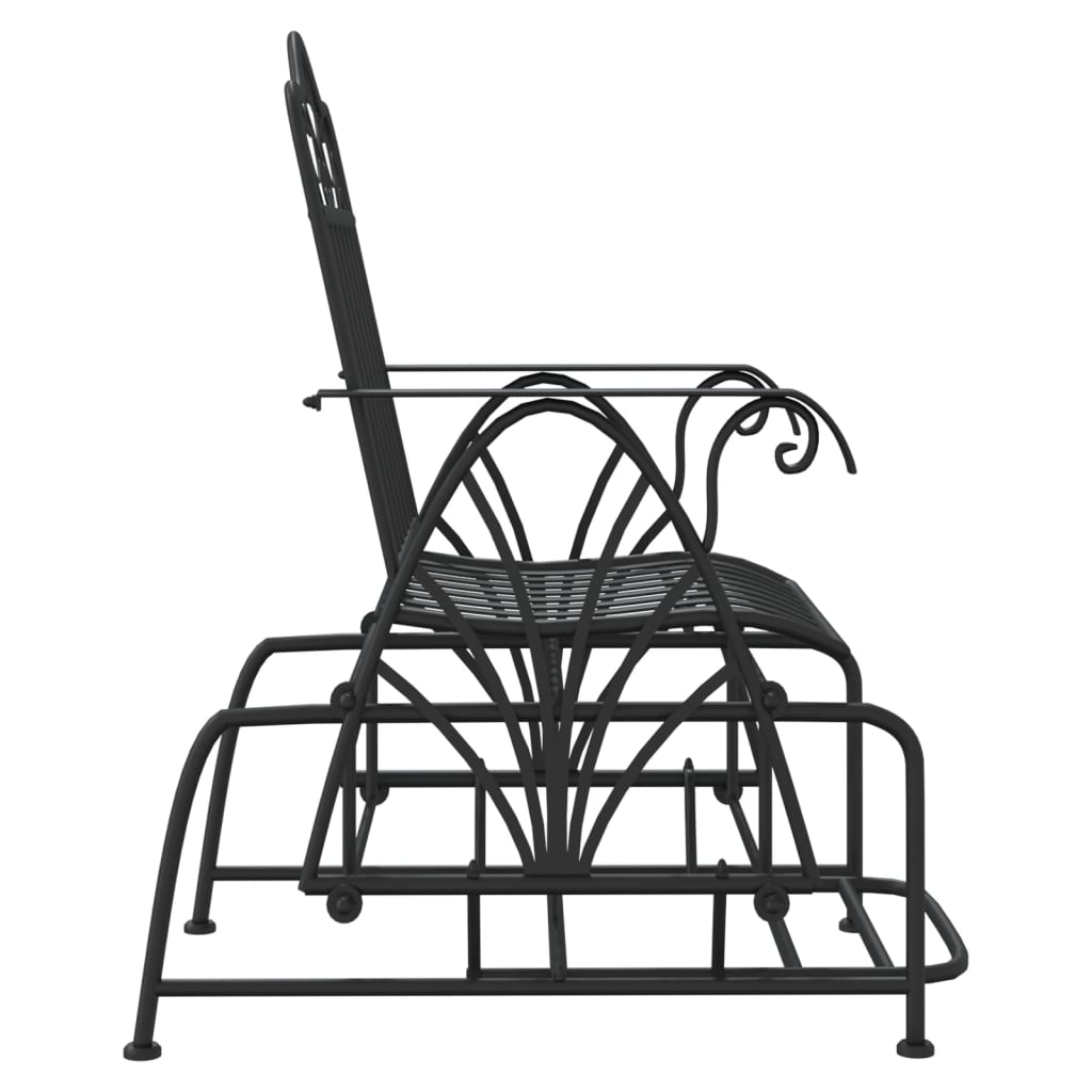 Elegant Black Steel Glider Bench - 61 cm Sturdy Outdoor Seating