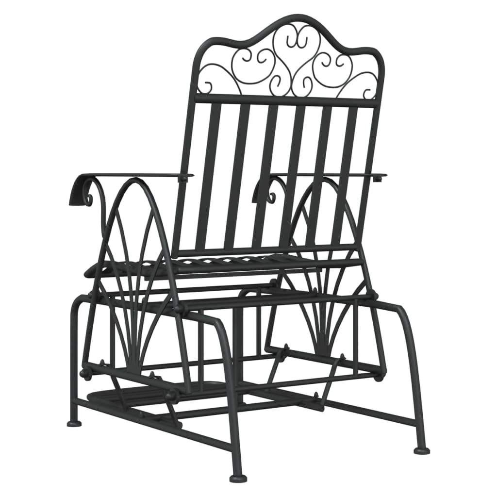 Elegant Black Steel Glider Bench - 61 cm Sturdy Outdoor Seating