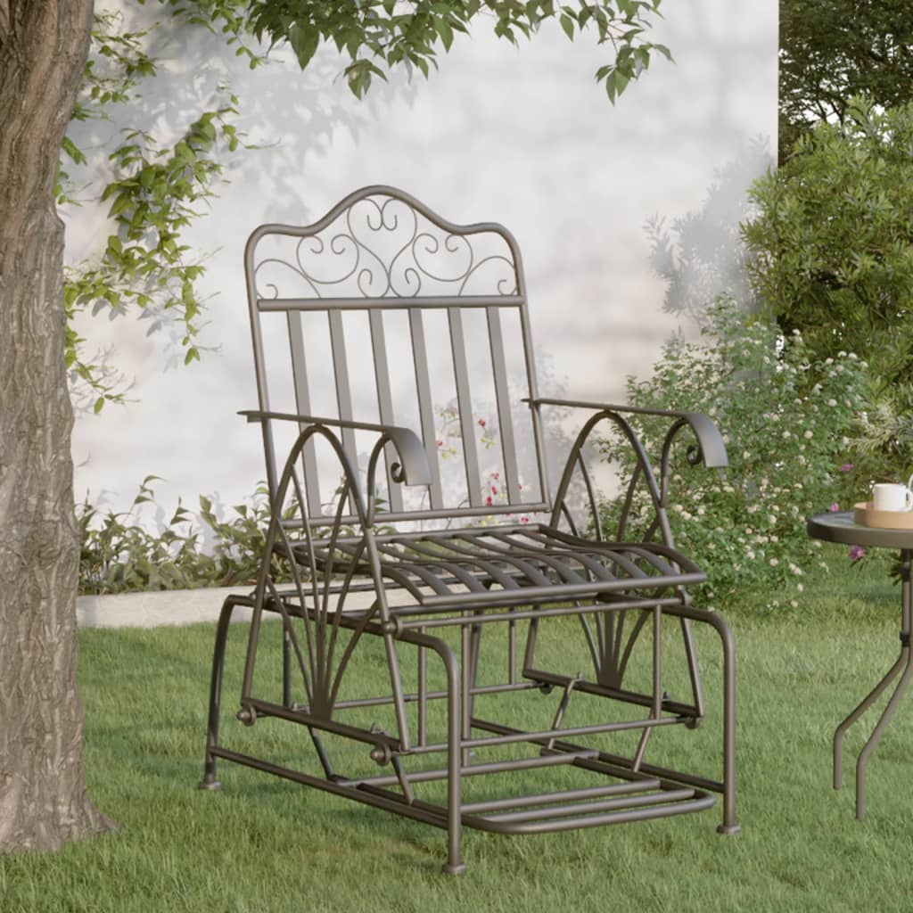Elegant Black Steel Glider Bench - 61 cm Sturdy Outdoor Seating