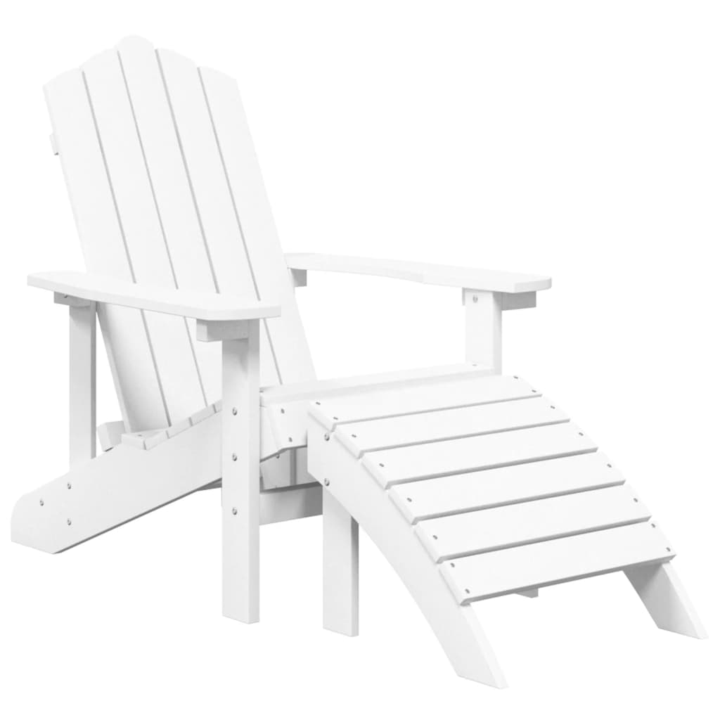 White HDPE Garden Adirondack Chairs Set of 2 with Footstools