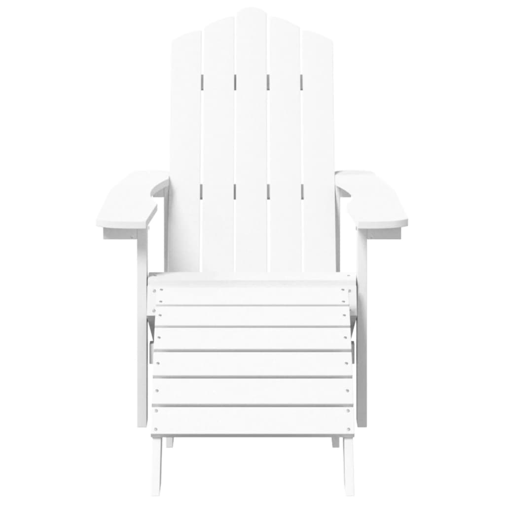 White HDPE Adirondack Chairs Set with Footstool & Table - Garden Ready