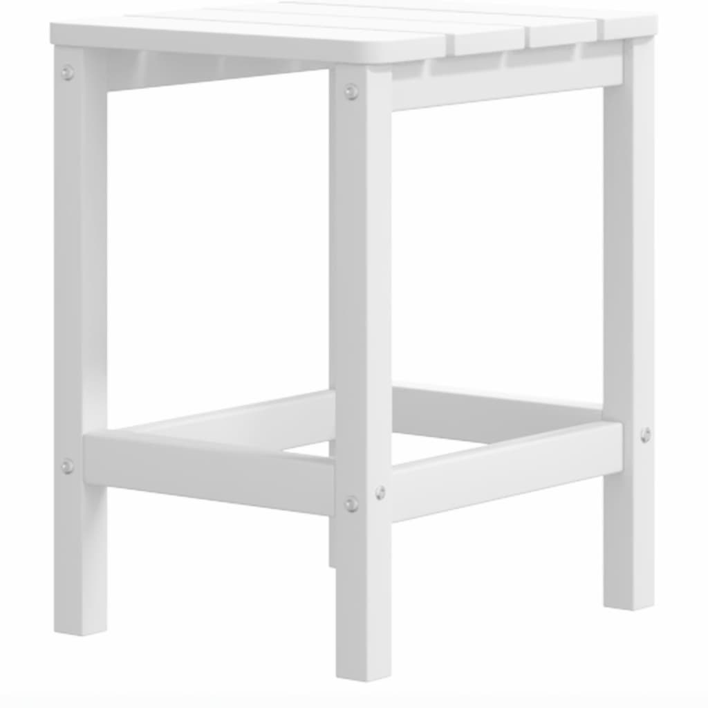 White HDPE Adirondack Chairs Set with Footstool & Table - Garden Ready