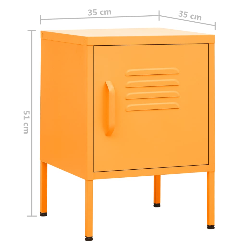 Mustard Yellow Steel Nightstands Set of 2, 35x35x51 cm