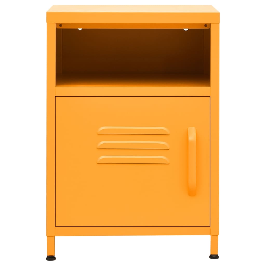 Mustard Yellow Steel Nightstands 2pcs, 35x35x51 cm - Modern Design