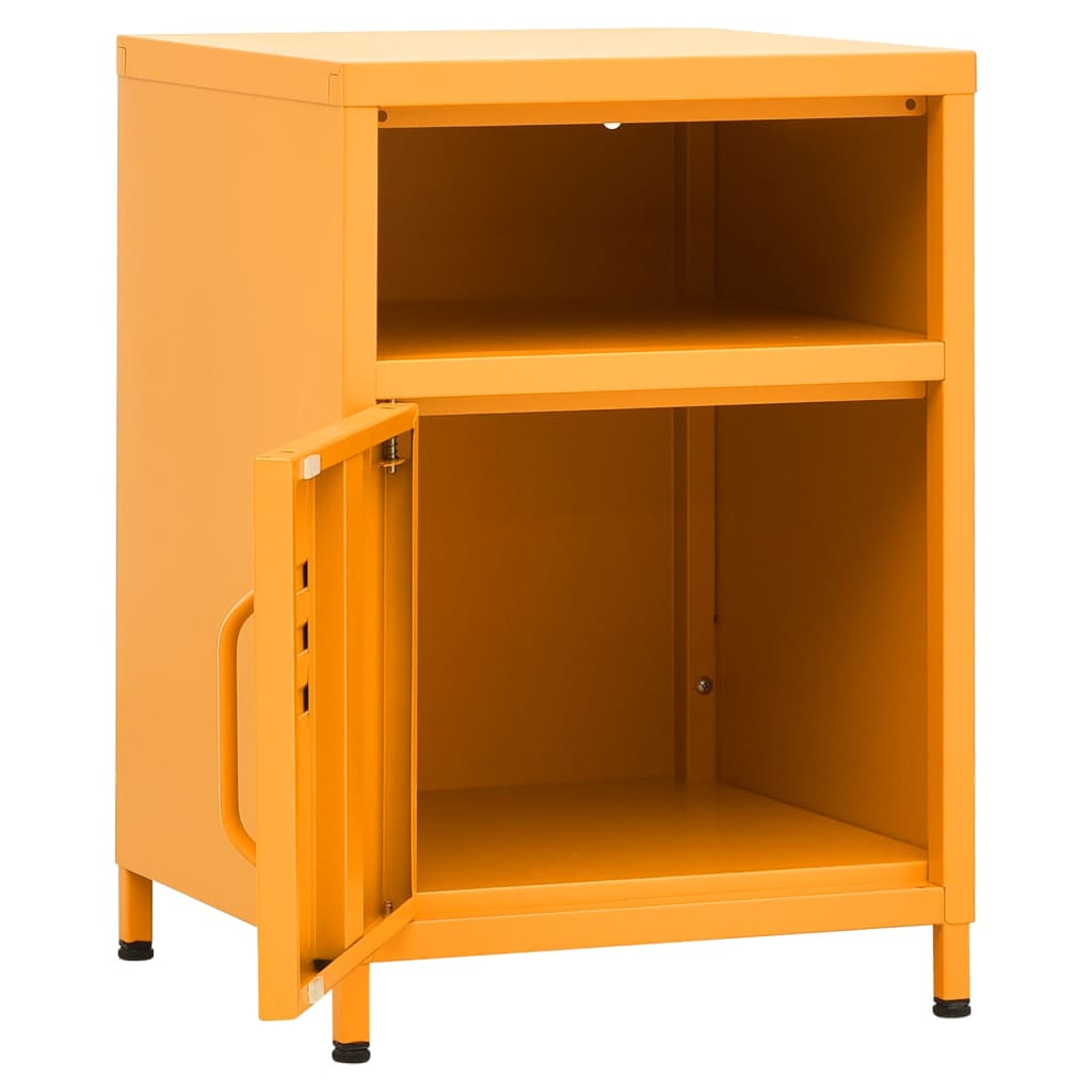Mustard Yellow Steel Nightstands 2pcs, 35x35x51 cm - Modern Design