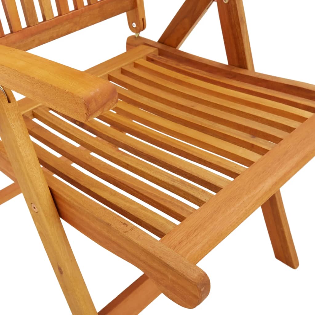Solid Eucalyptus Folding Garden Chairs - Set of 2, Natural Finish