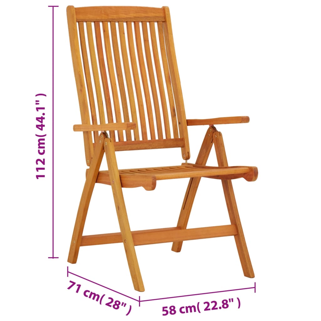 Solid Eucalyptus Folding Garden Chairs - Set of 2, Natural Finish
