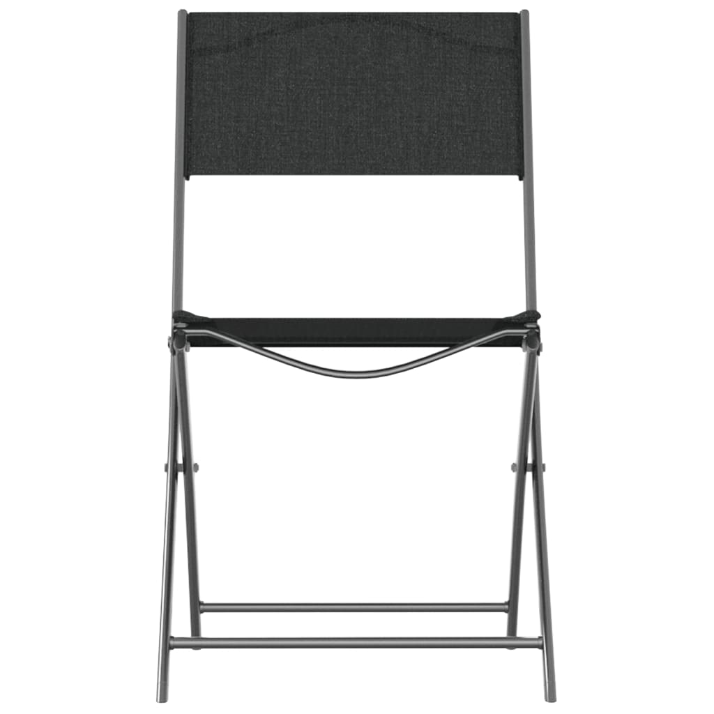 Black Steel & Textilene Folding Outdoor Chairs - Set of 2