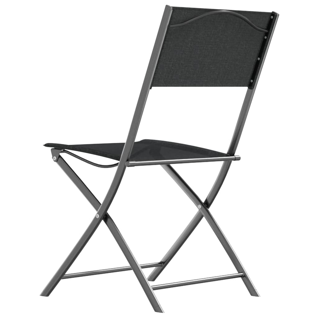 Black Steel & Textilene Folding Outdoor Chairs - Set of 2