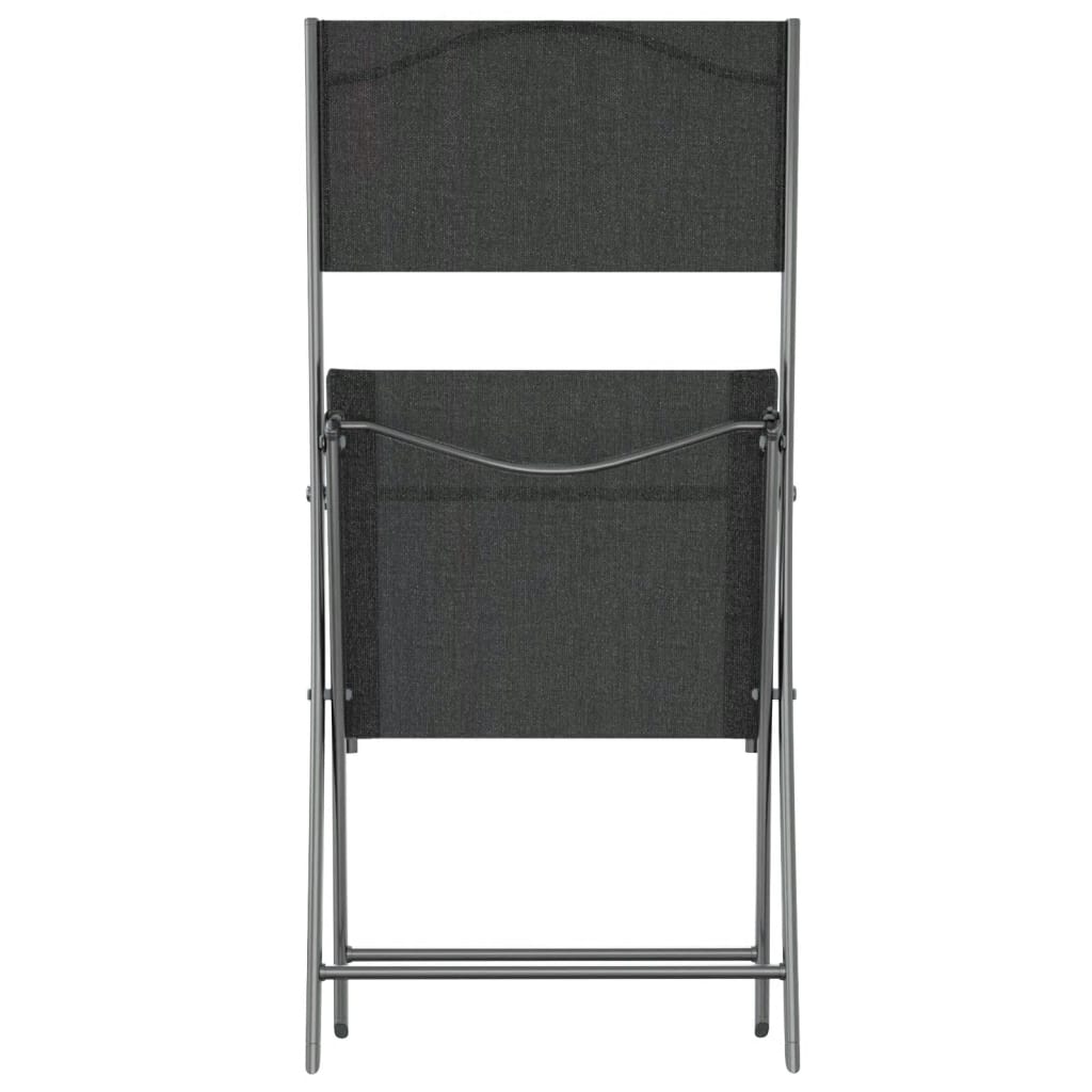 Black Steel & Textilene Folding Outdoor Chairs - Set of 2