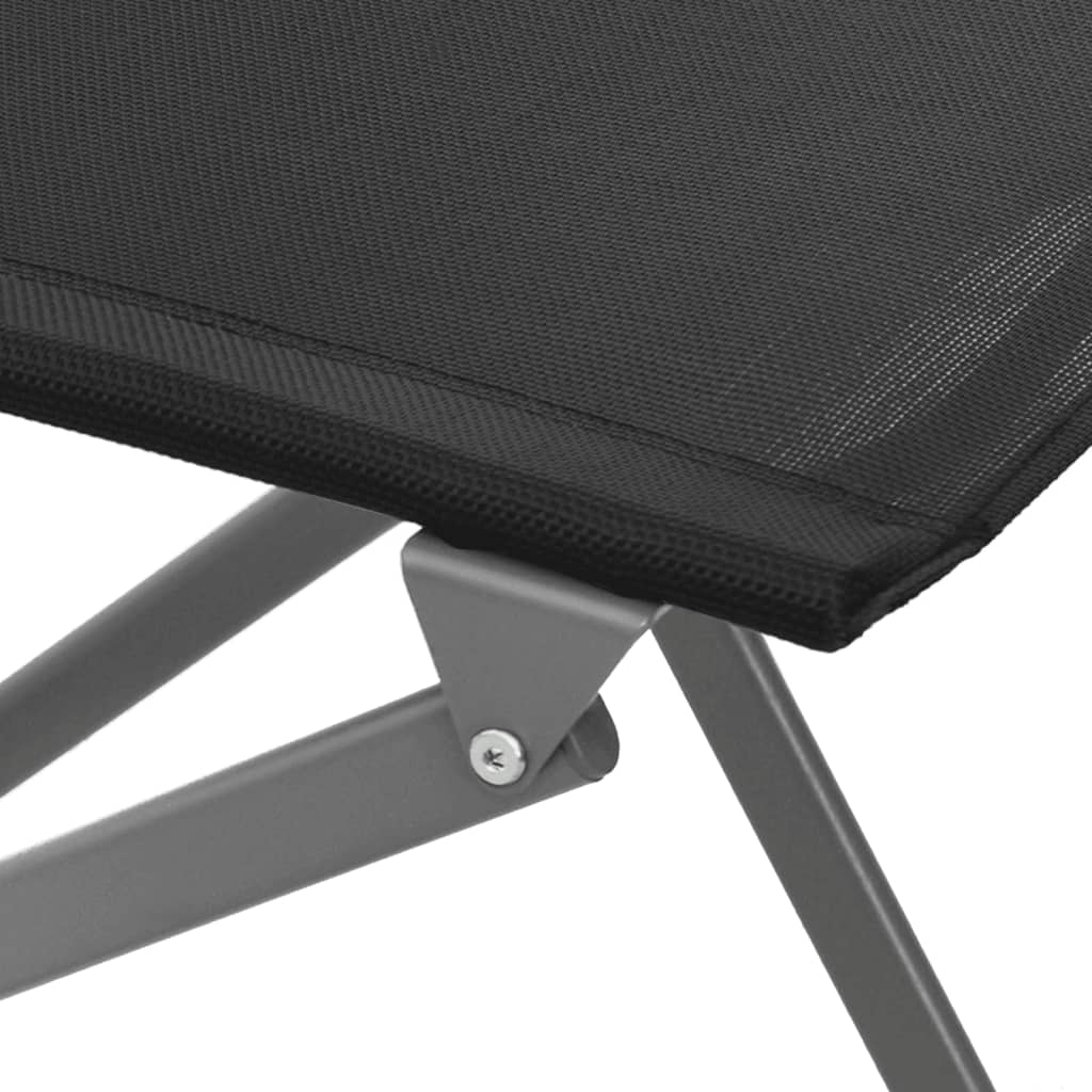 Black Steel & Textilene Folding Outdoor Chairs - Set of 2