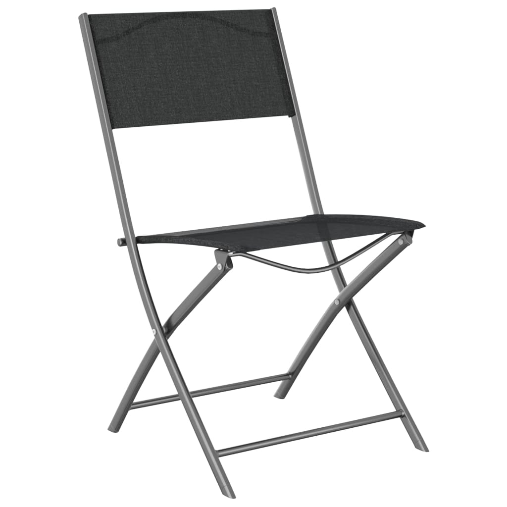4-Piece Black Steel & Textilene Folding Outdoor Chairs