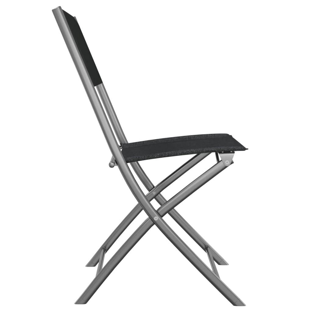 4-Piece Black Steel & Textilene Folding Outdoor Chairs