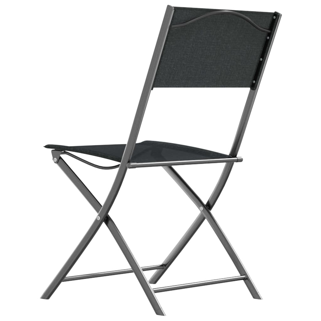 4-Piece Black Steel & Textilene Folding Outdoor Chairs