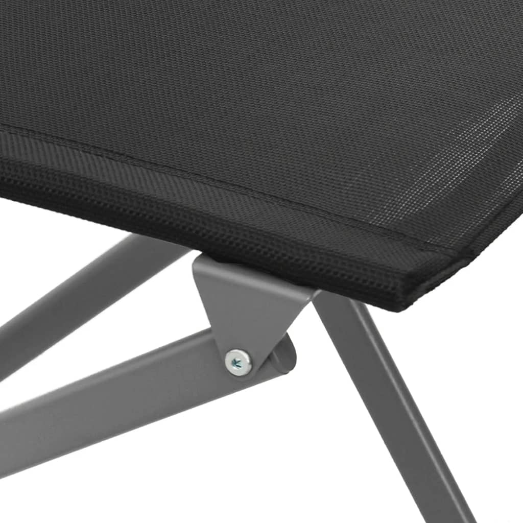 4-Piece Black Steel & Textilene Folding Outdoor Chairs