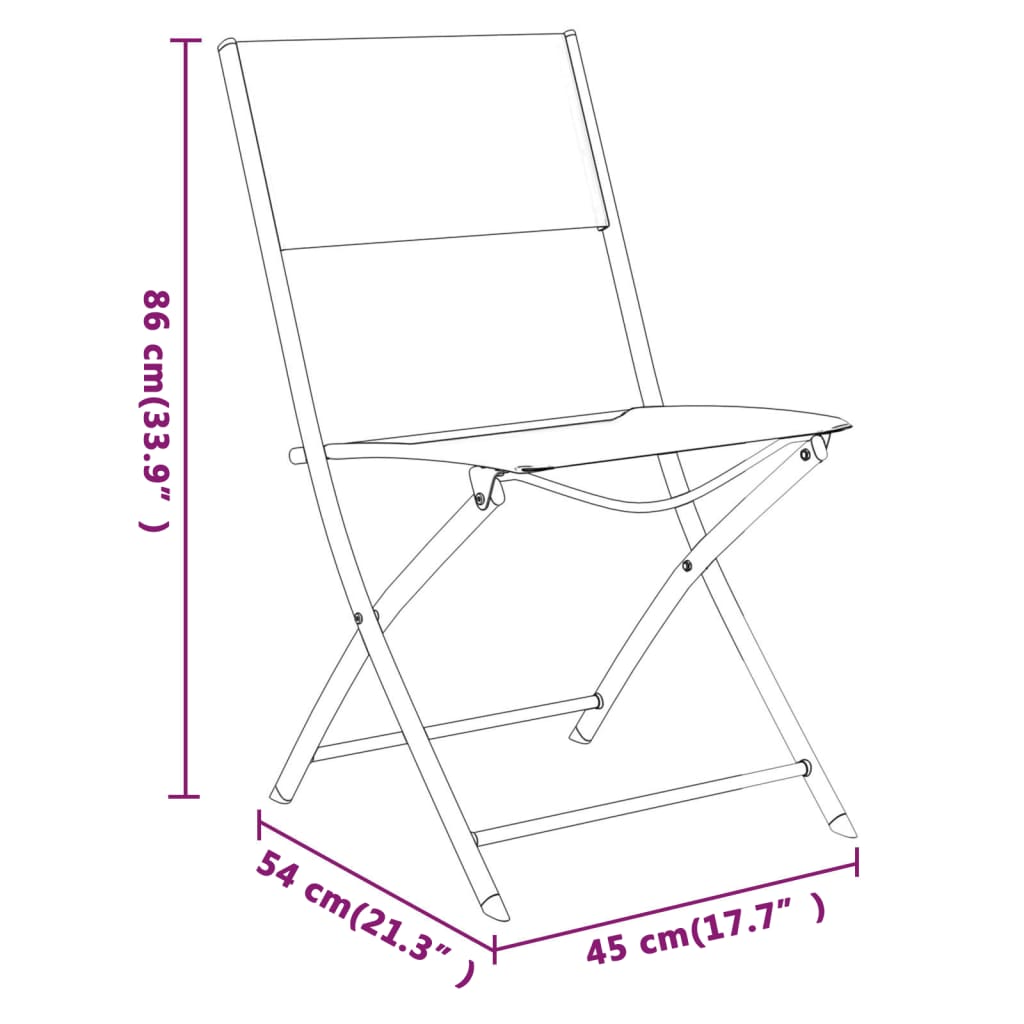 4-Piece Black Steel & Textilene Folding Outdoor Chairs