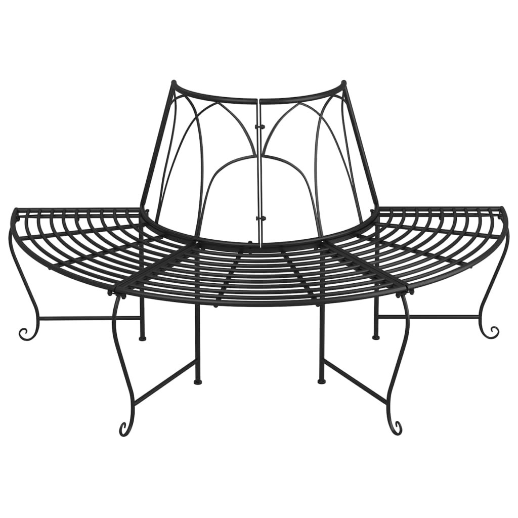 Black Steel Half Round Tree Bench Set - 2 Pieces, Ø159 cm
