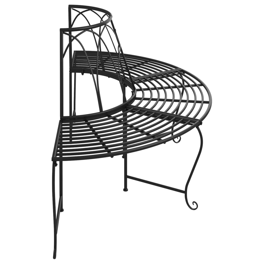 Black Steel Half Round Tree Bench Set - 2 Pieces, Ø159 cm