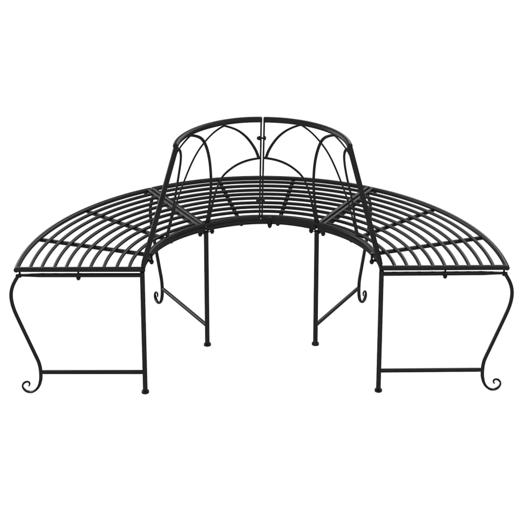 Black Steel Half Round Tree Bench Set - 2 Pieces, Ø159 cm