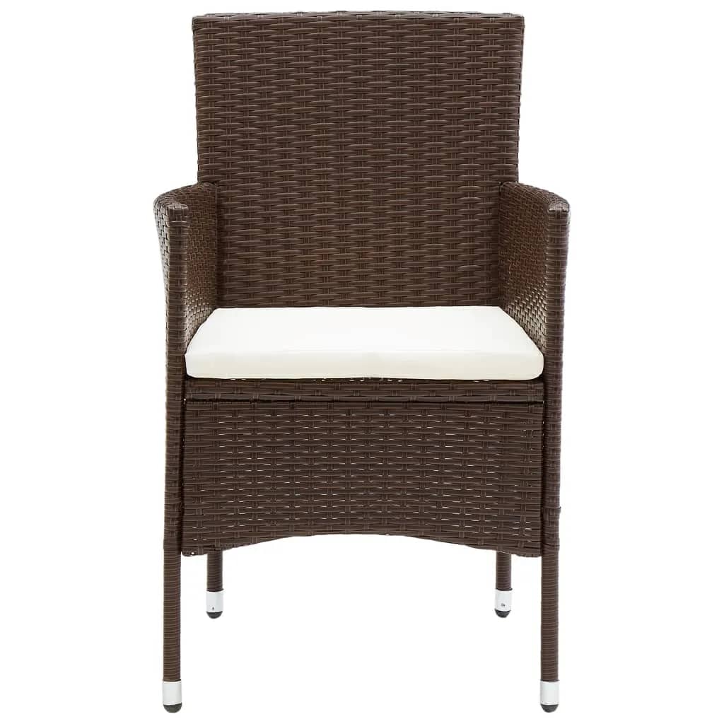 3 Piece Garden Bistro Set Poly Rattan and Tempered Glass Brown