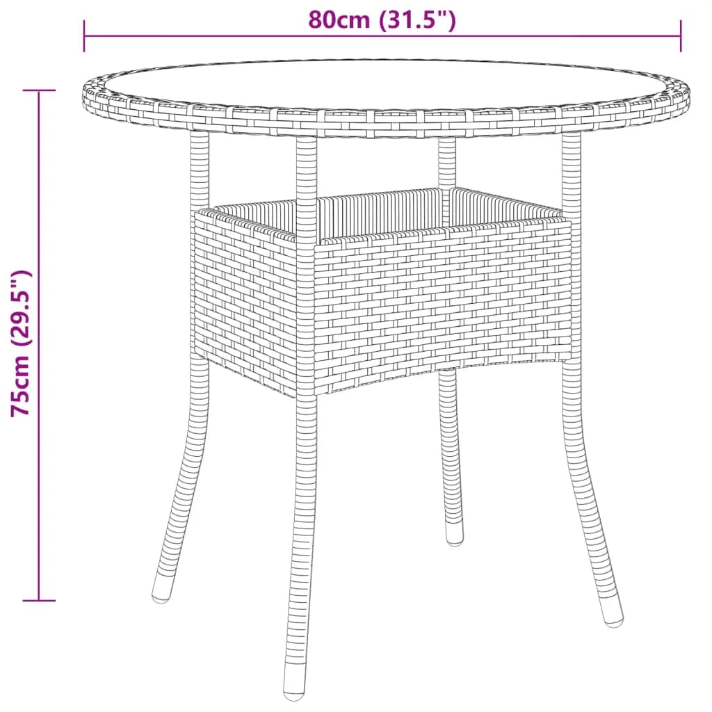 3 Piece Garden Bistro Set Poly Rattan and Tempered Glass Brown
