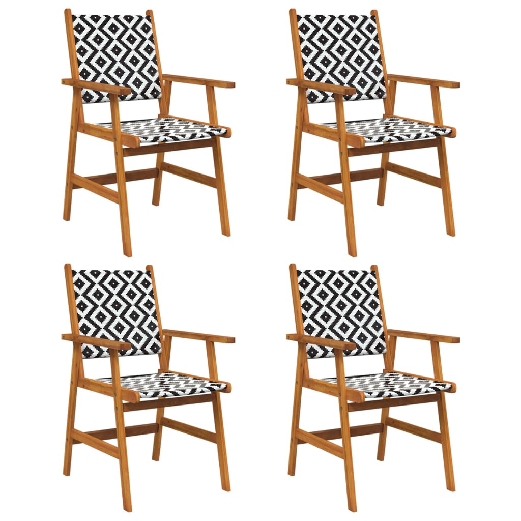 4-Piece Solid Acacia Wood Garden Chairs - Durable Outdoor Seating