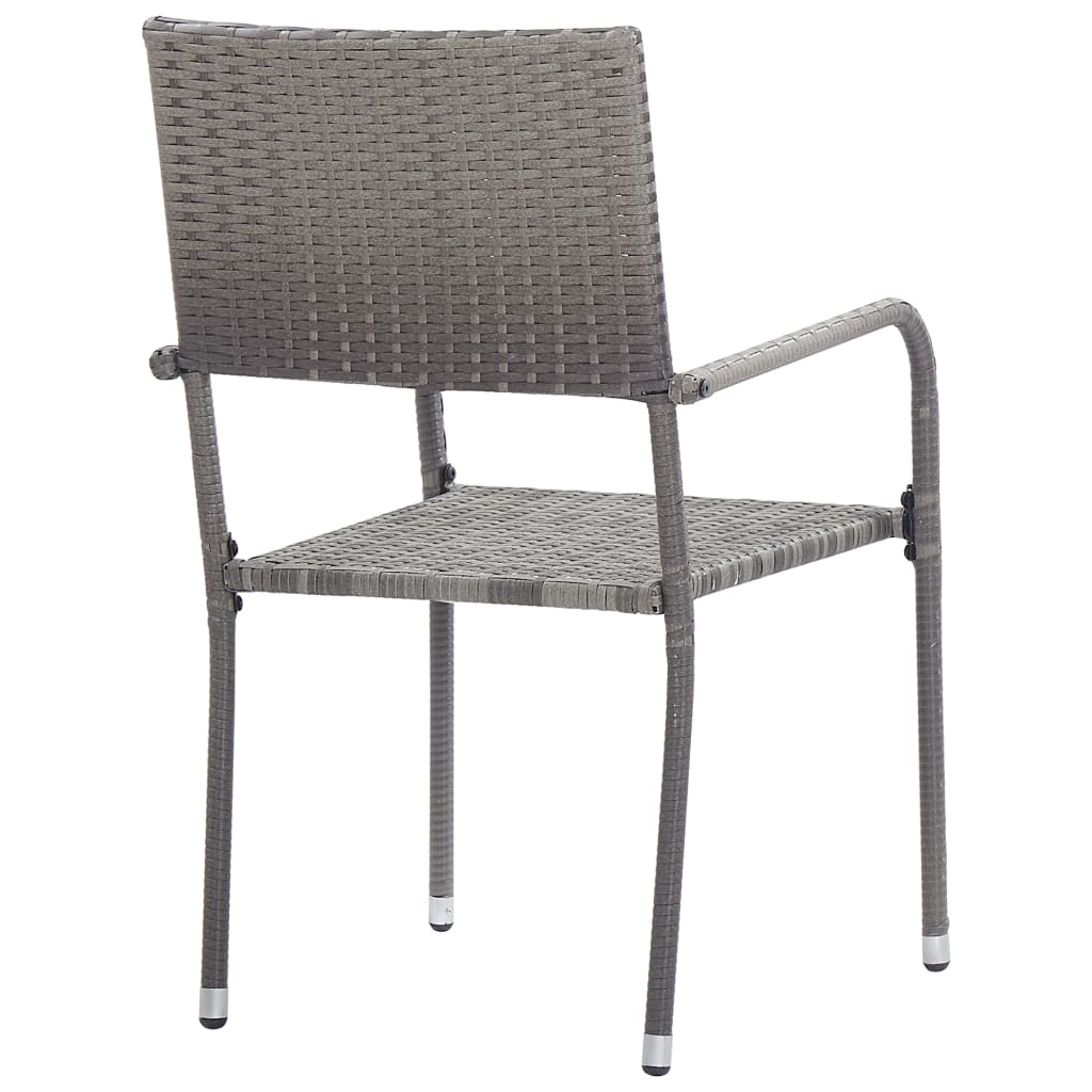 Stackable Grey Poly Rattan Garden Dining Chairs - Set of 2