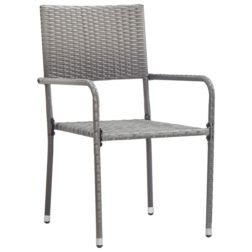 Stackable Grey Poly Rattan Garden Dining Chairs - Set of 4