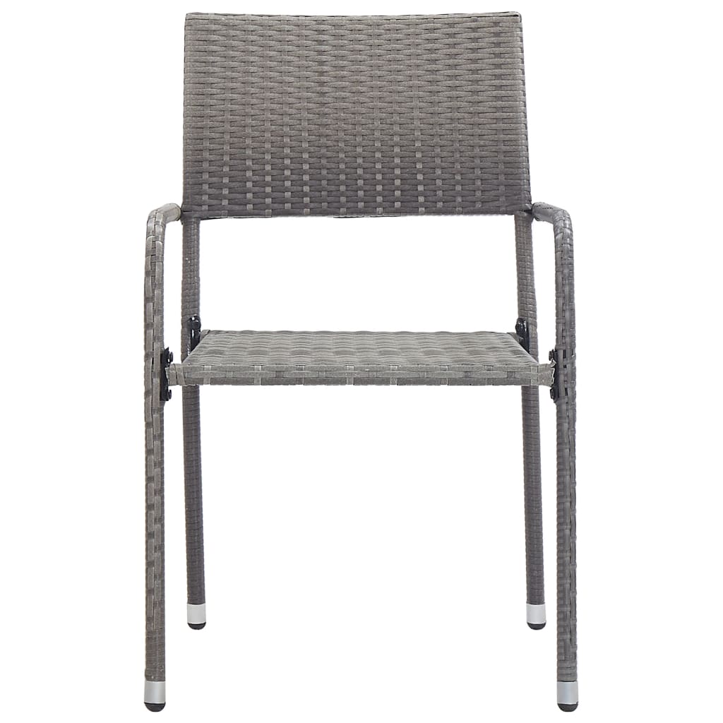 Stackable Grey Poly Rattan Garden Dining Chairs - Set of 4