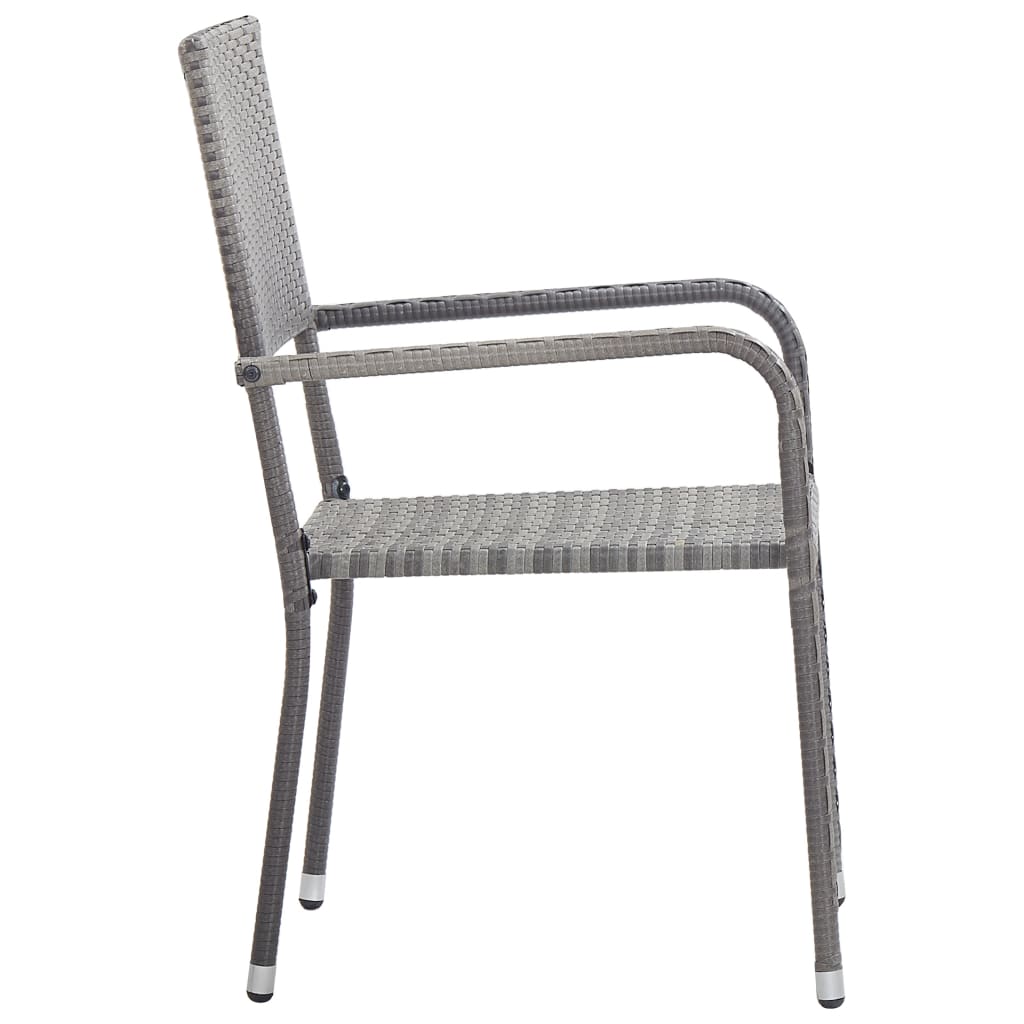 Stackable Grey Poly Rattan Garden Dining Chairs - Set of 4
