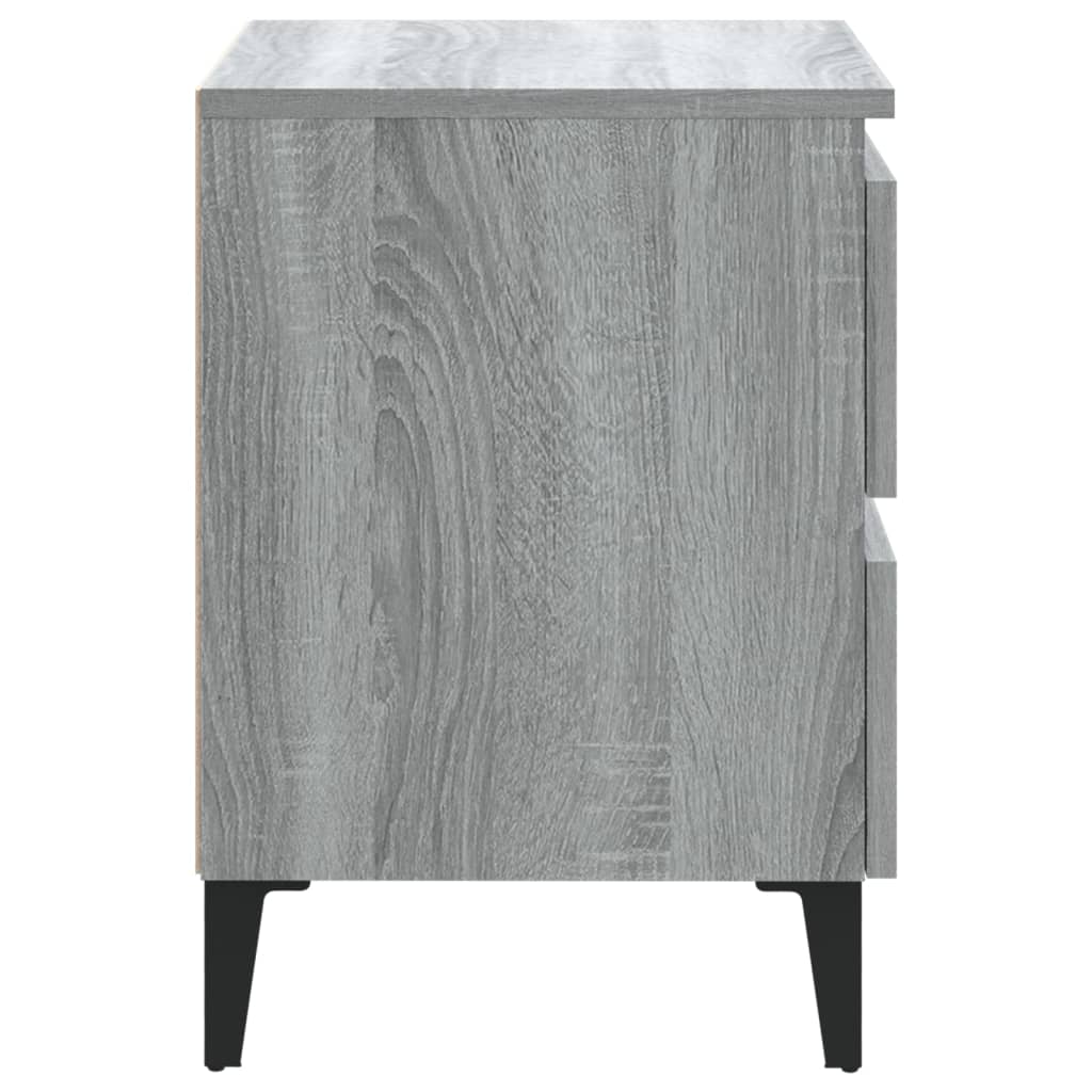 Bed Cabinets with Metal Legs 2 pcs Grey Sonoma 40x35x50 cm