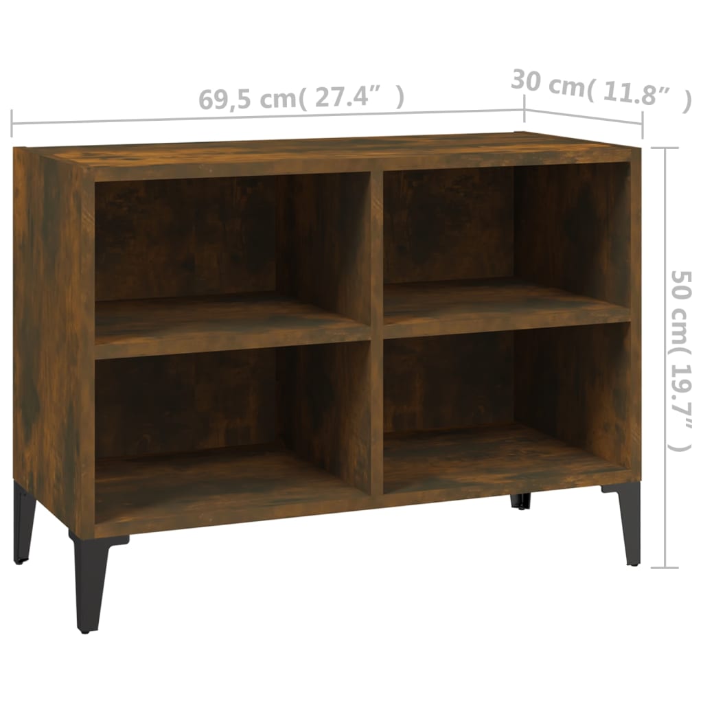 TV Cabinet with Metal Legs Smoked Oak 69.5x30x50 cm