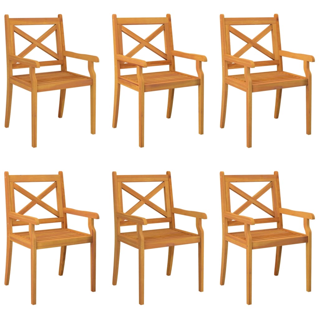 6-Piece Solid Acacia Wood Outdoor Dining Chairs Set