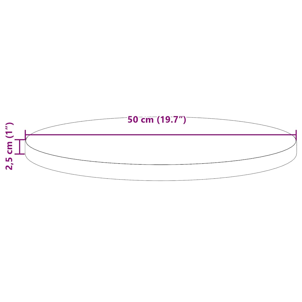 Solid Pine Table Top Ø50x2.5 cm - Durable & Stylish Finish