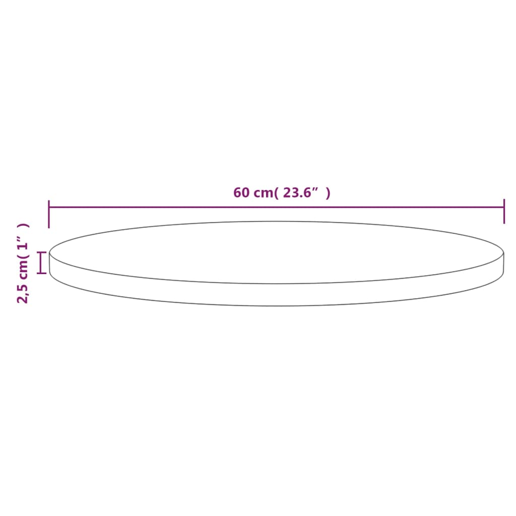 Round Solid Pine Table Top - Ø60x2.5cm Durable Wood Surface