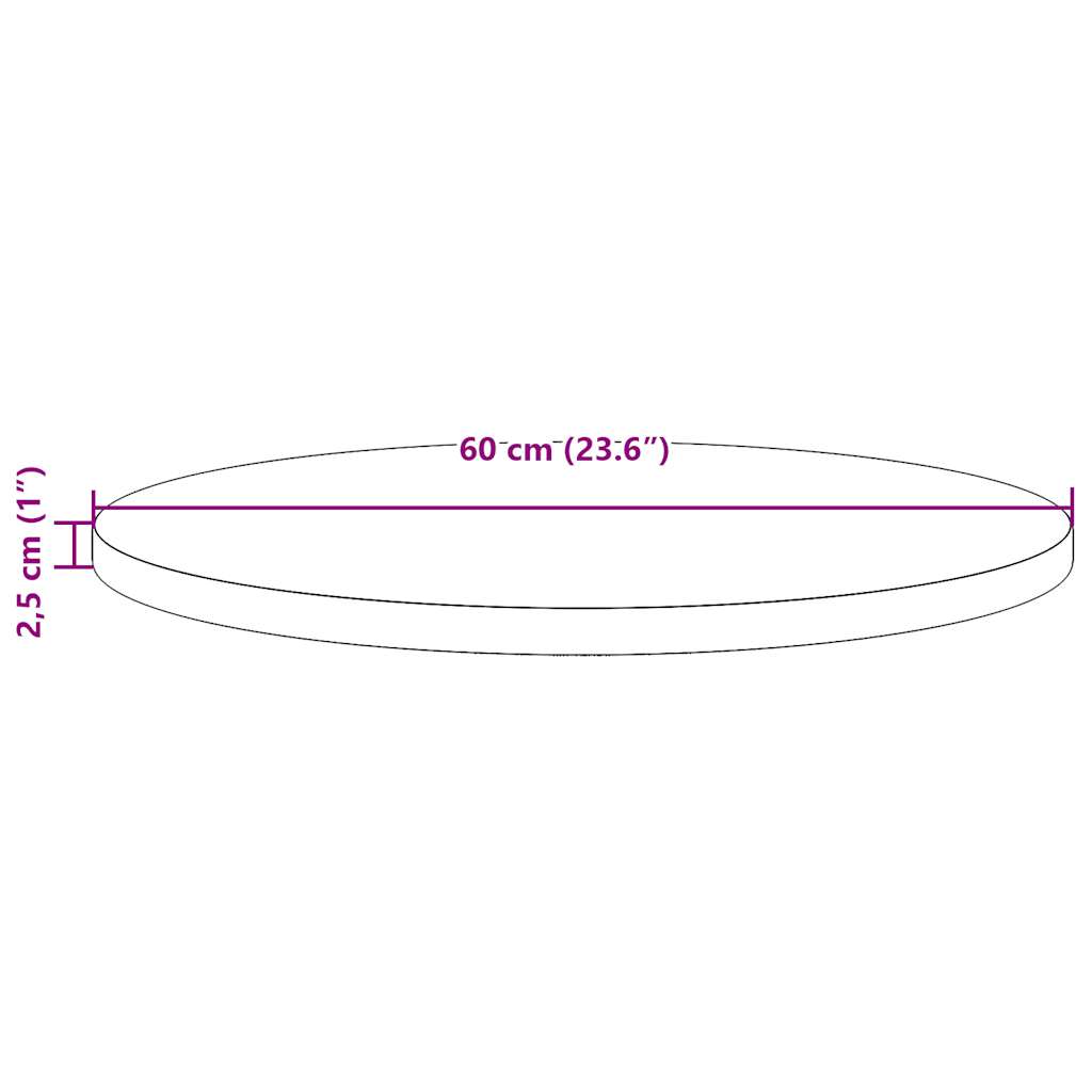 Round Solid Pine Table Top - Ø60x2.5cm Durable Wood Surface