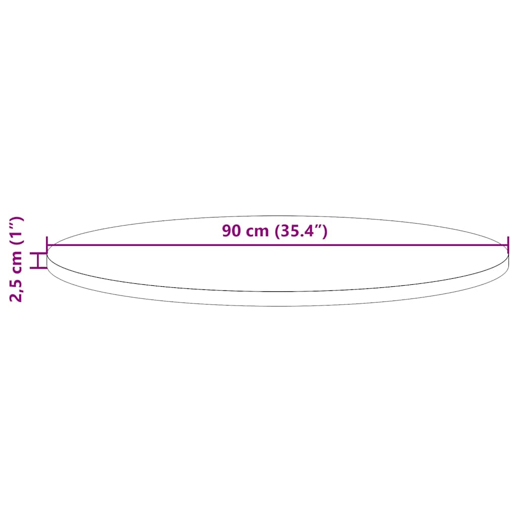 Solid Pine Table Top Ø90x2.5 cm - Durable & Stylish Finish