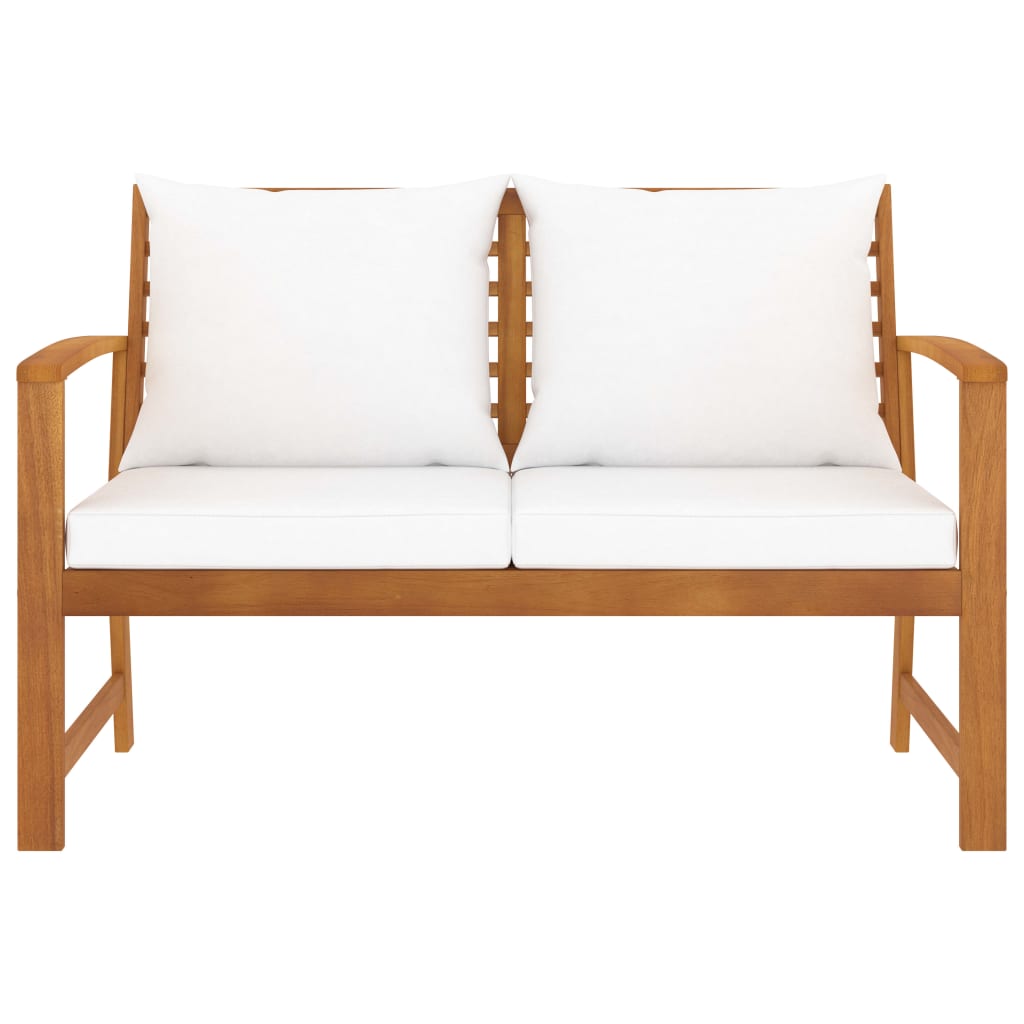 Solid Acacia Garden Bench with Cream Cushion - 120 cm