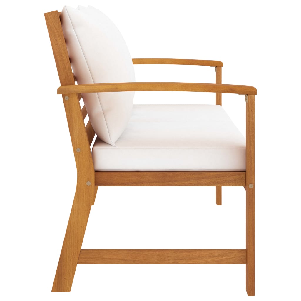 Solid Acacia Garden Bench with Cream Cushion - 120 cm