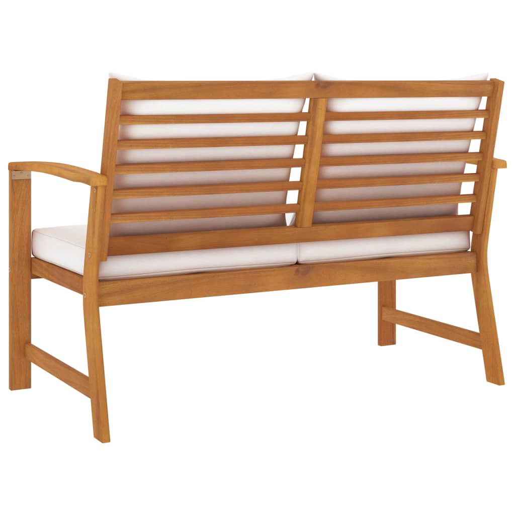 Solid Acacia Garden Bench with Cream Cushion - 120 cm