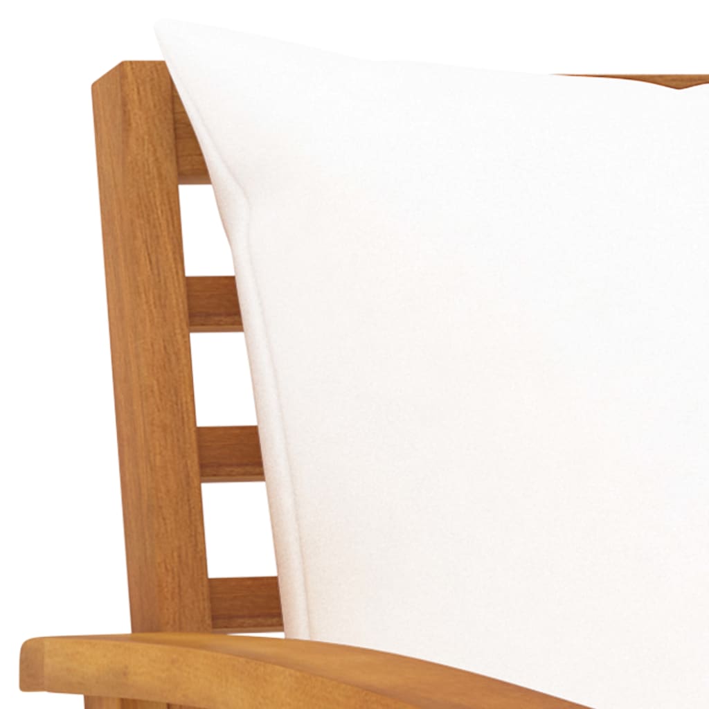 Solid Acacia Garden Bench with Cream Cushion - 120 cm