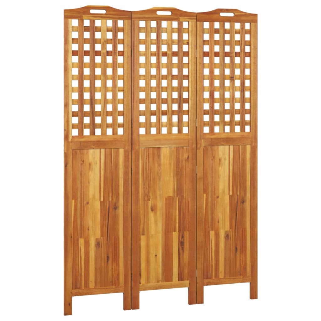 Solid Wood Acacia 3-Panel Room Divider 121.5x180 cm
