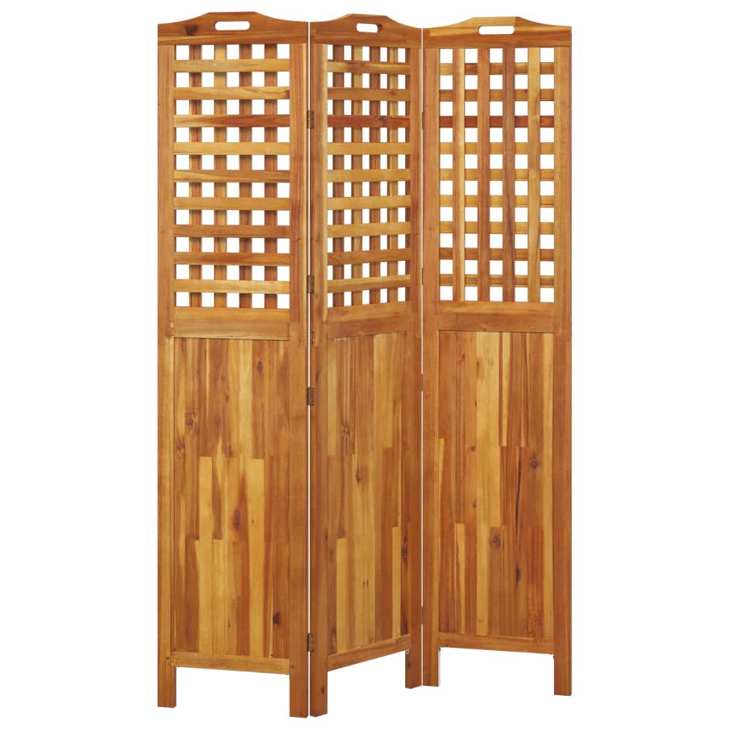 Solid Wood Acacia 3-Panel Room Divider 121.5x180 cm