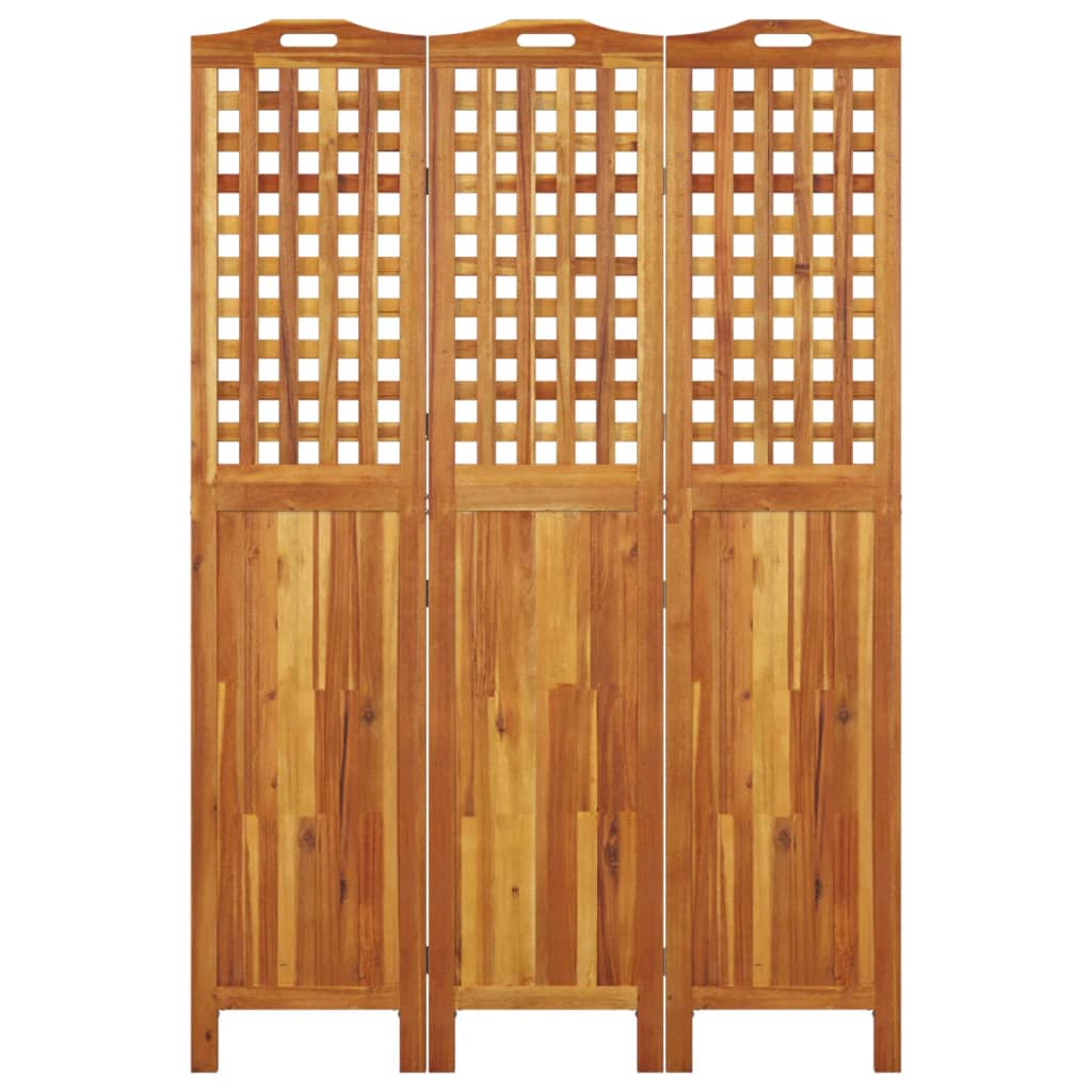 Solid Wood Acacia 3-Panel Room Divider 121.5x180 cm