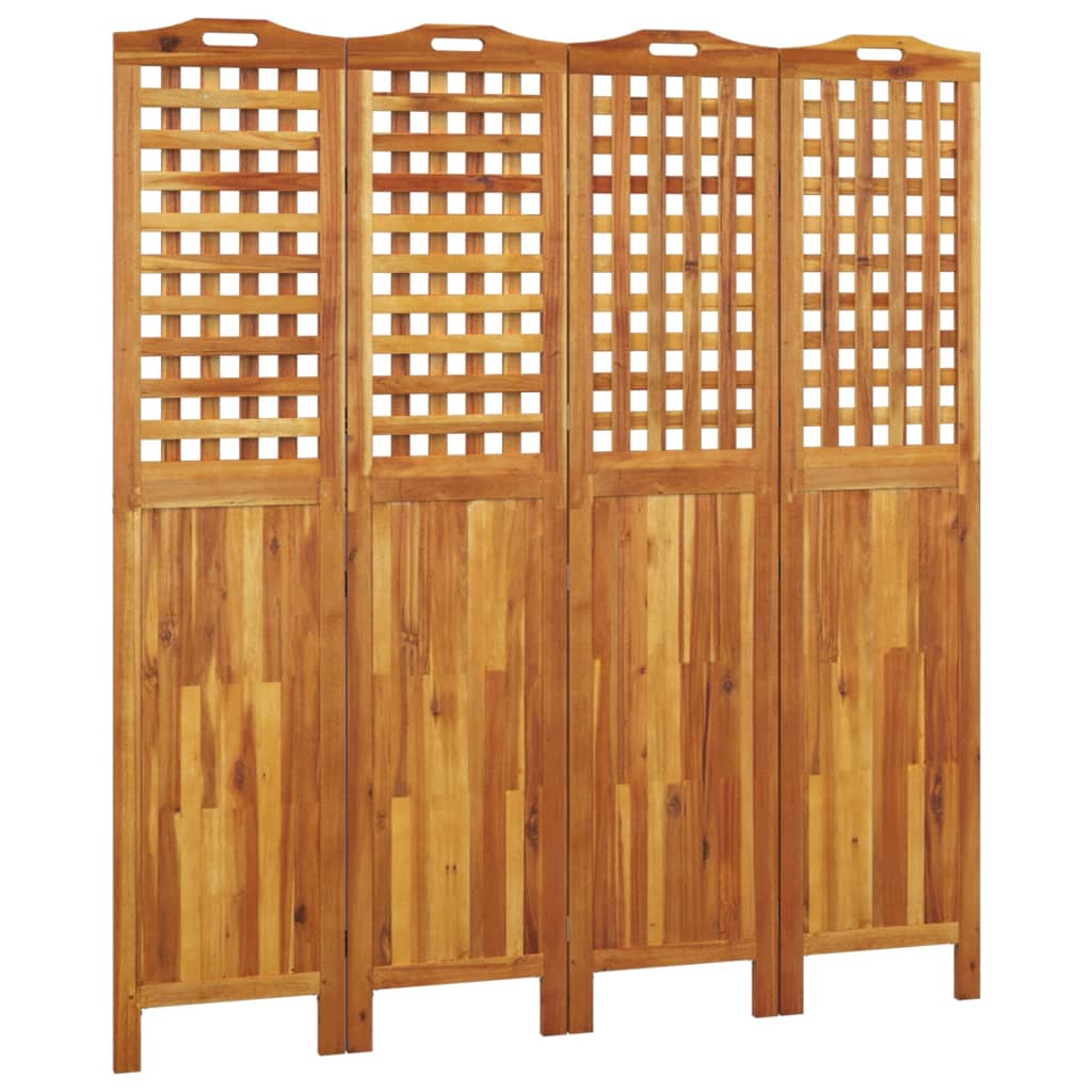 Solid Acacia Wood 4-Panel Room Divider, 162x2x180 cm