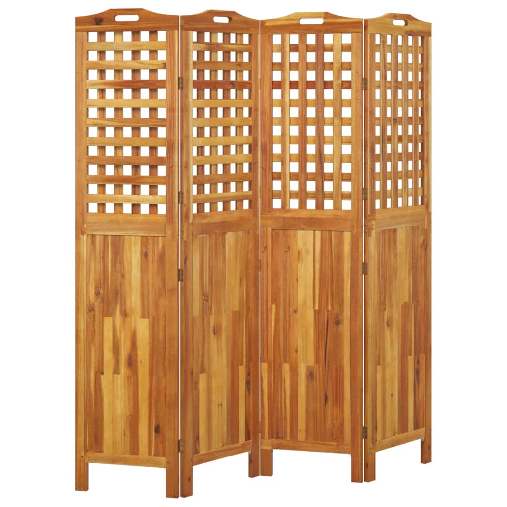 Solid Acacia Wood 4-Panel Room Divider, 162x2x180 cm