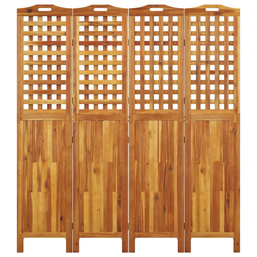 Solid Acacia Wood 4-Panel Room Divider, 162x2x180 cm