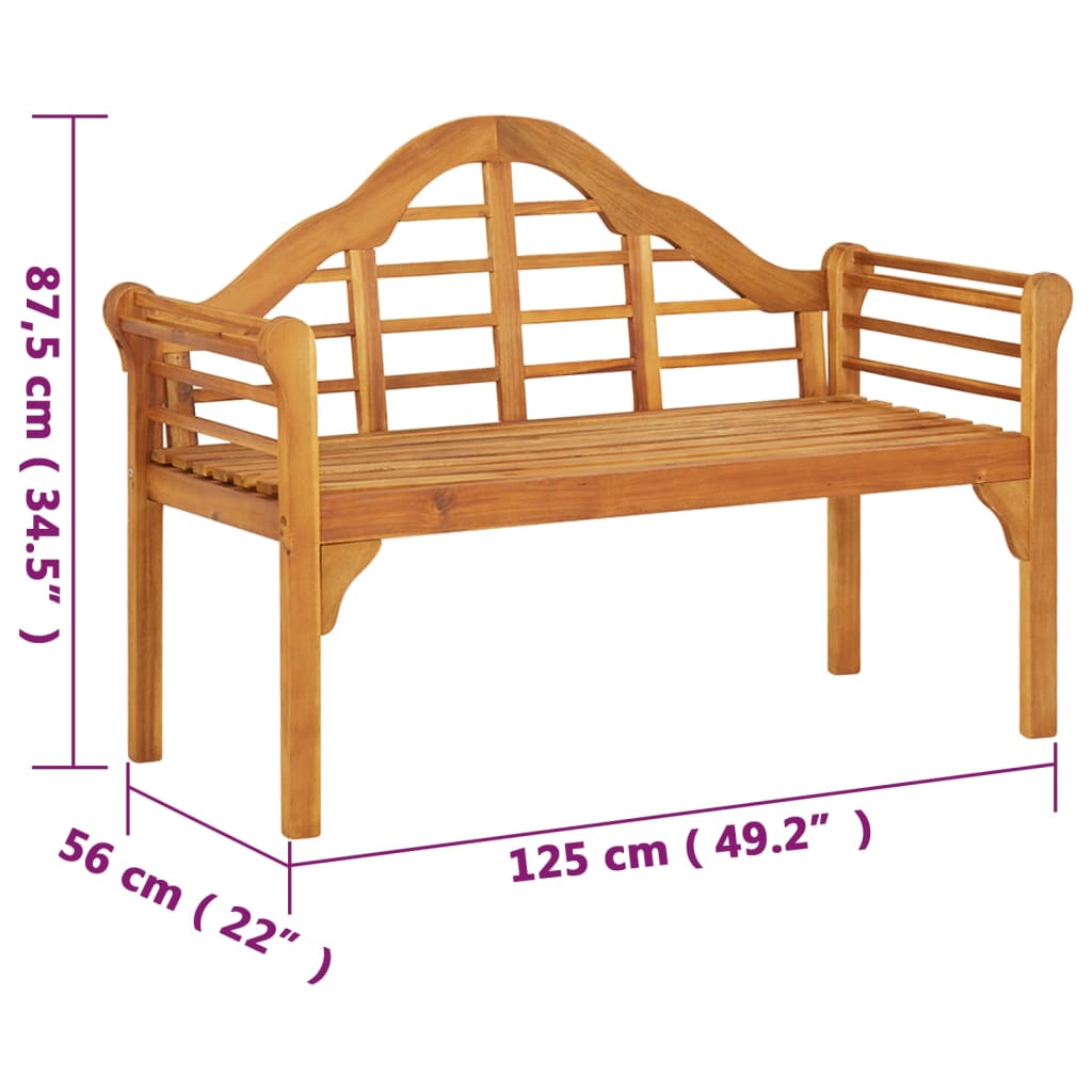 Acacia Wood Garden Bench 125 cm - Durable Outdoor Seating