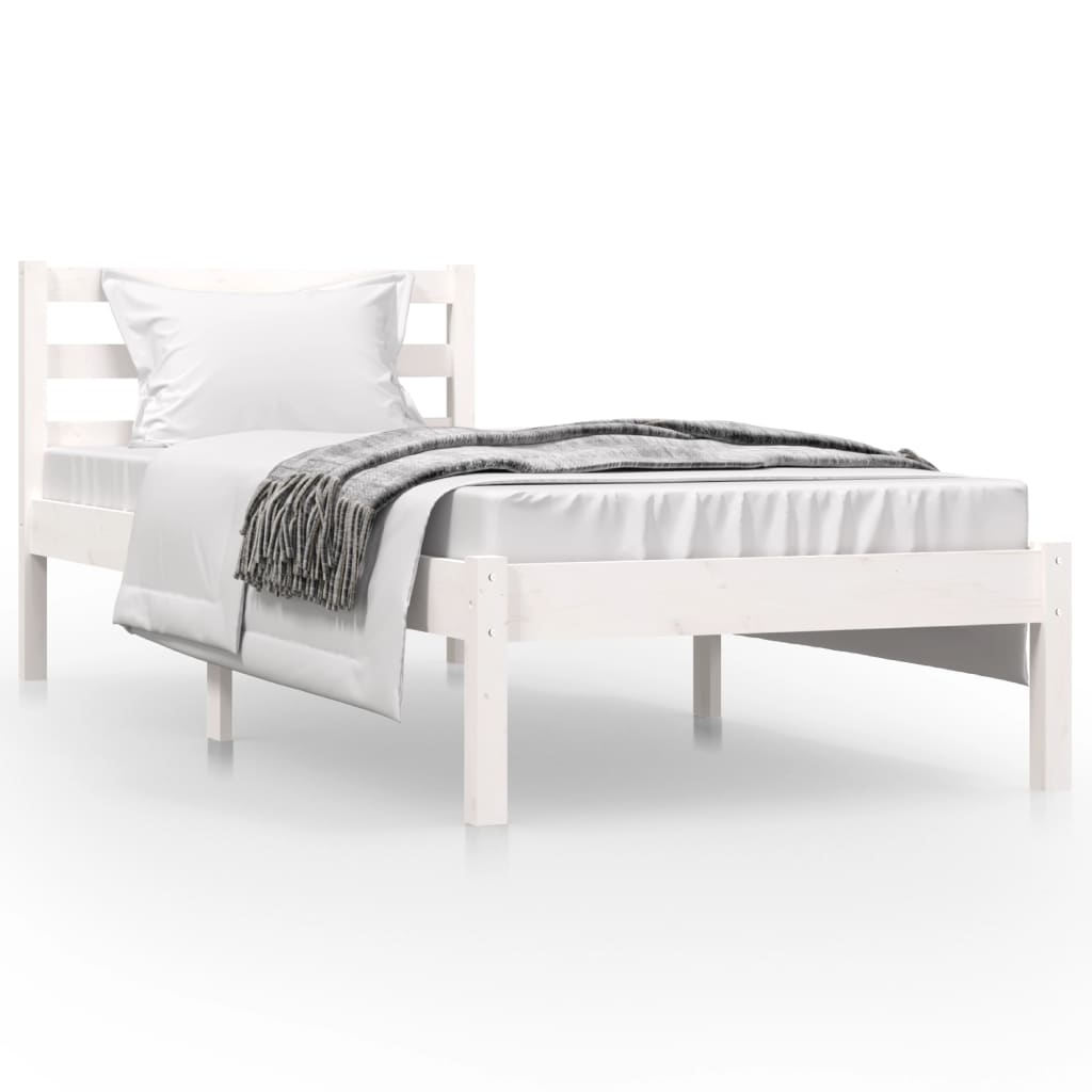 White Metal Small Single Bed Frame 75x190cm – No Mattress Included